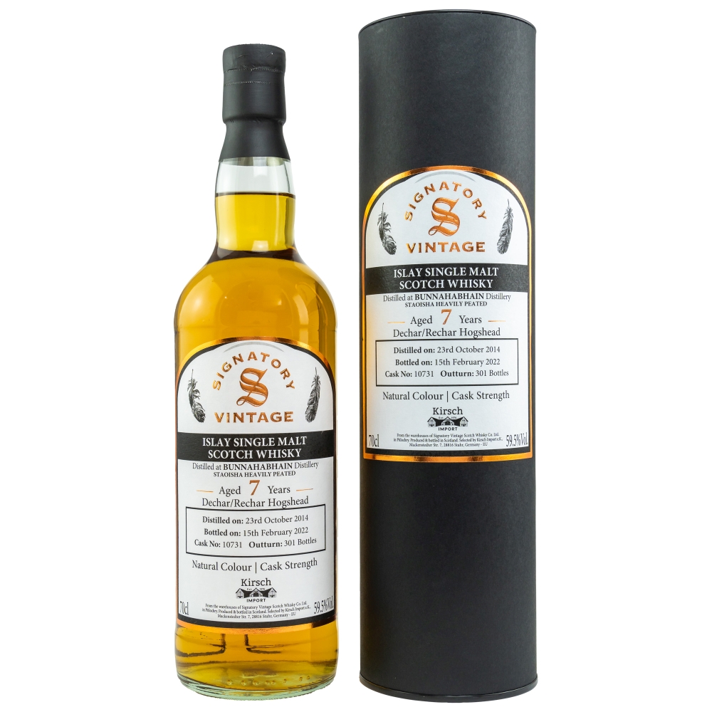 Bunnahabhain Staoisha Peated Signatory Vintage Islay Single Malt Scotch Whisky 59,5% 0,7l