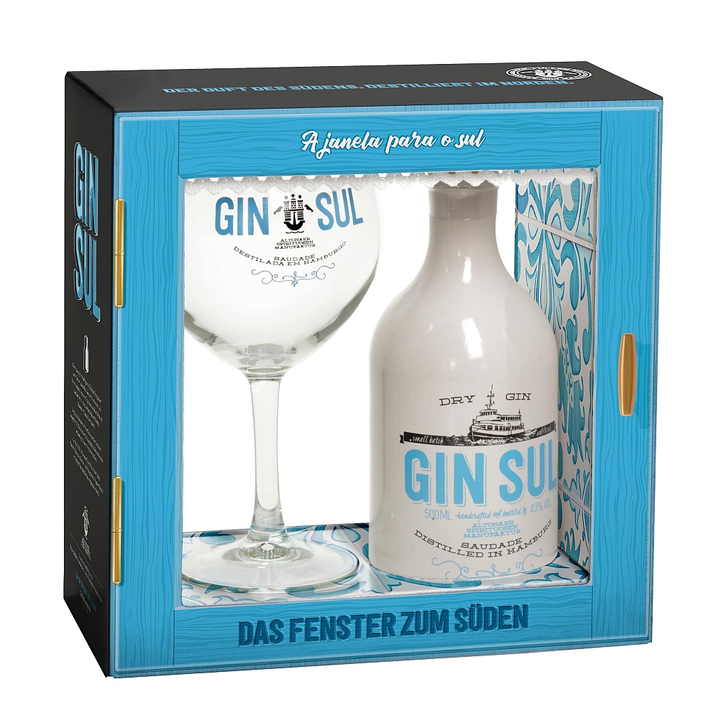 Gin Sul Dry Gin Geschenkbox mit Ballon-Glas 43% 0,5l