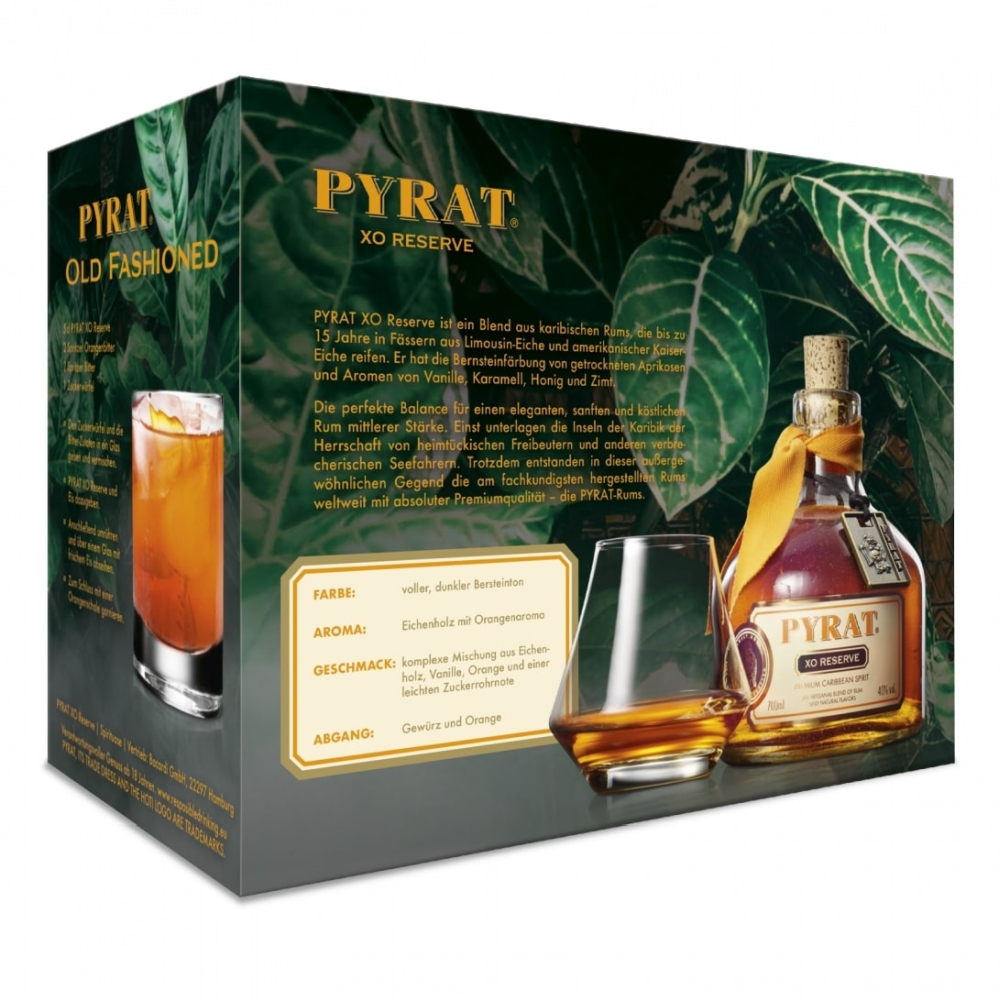 Pyrat XO Reserve Rum Geschenkset mit Nosing-Glas 40% 0,7l