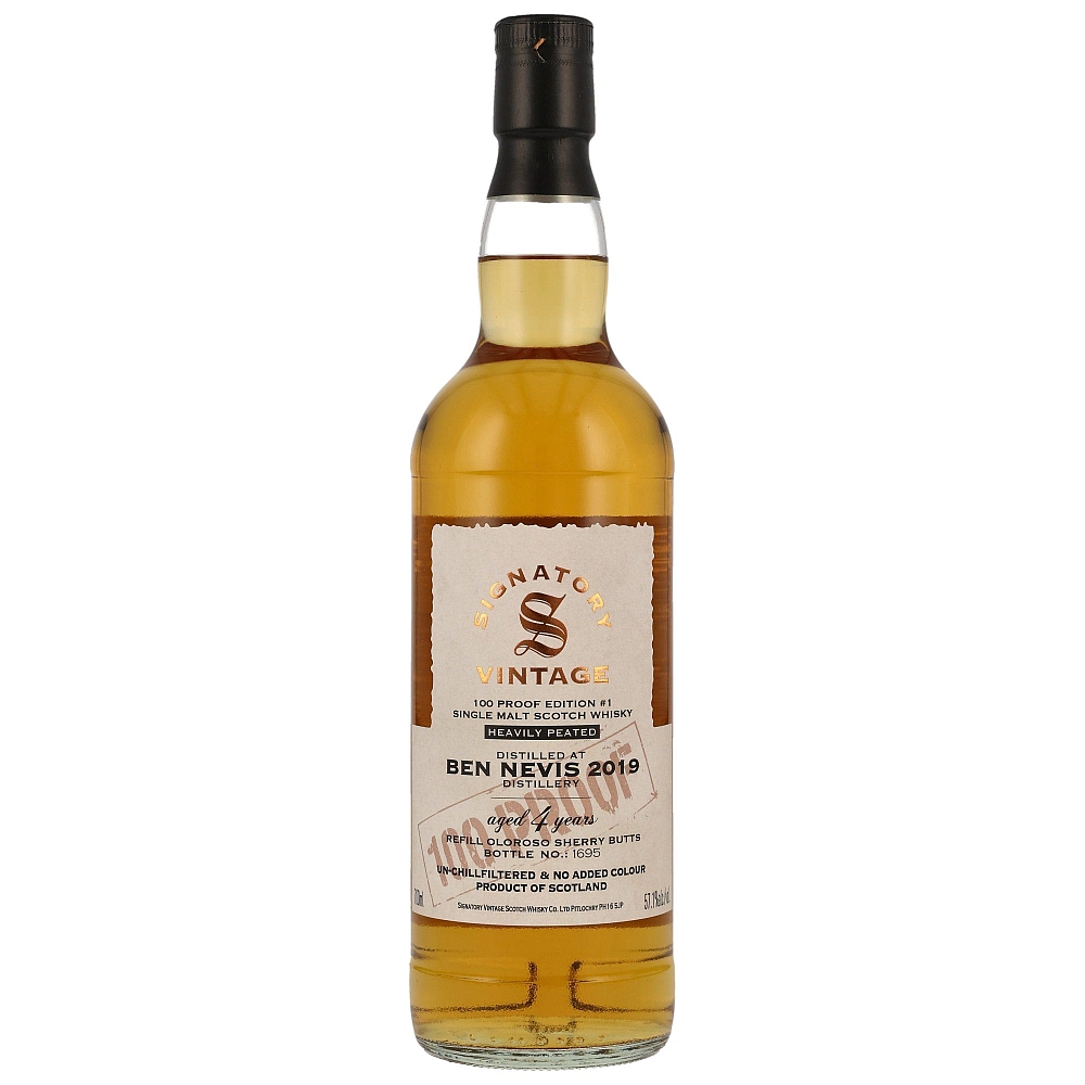 Ben Nevis Heavily Peated 2019/2023 - 100 Proof Edition #1 - Signatory Vintage 57,1% 0,7l