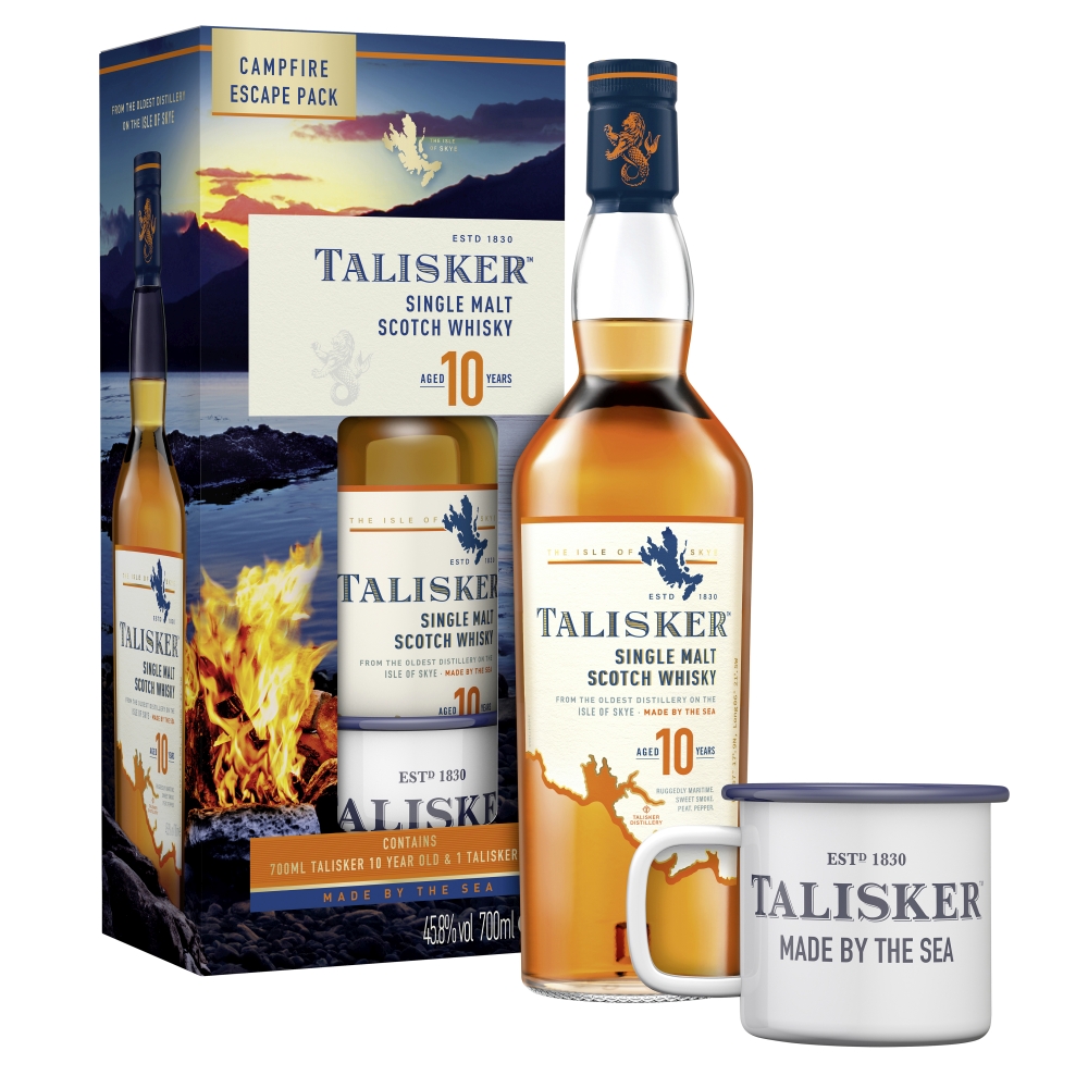 Talisker 10 Years Single Malt Scotch Whisky Geschenkbox mit Emaille Tasse 45,8% 0,7l